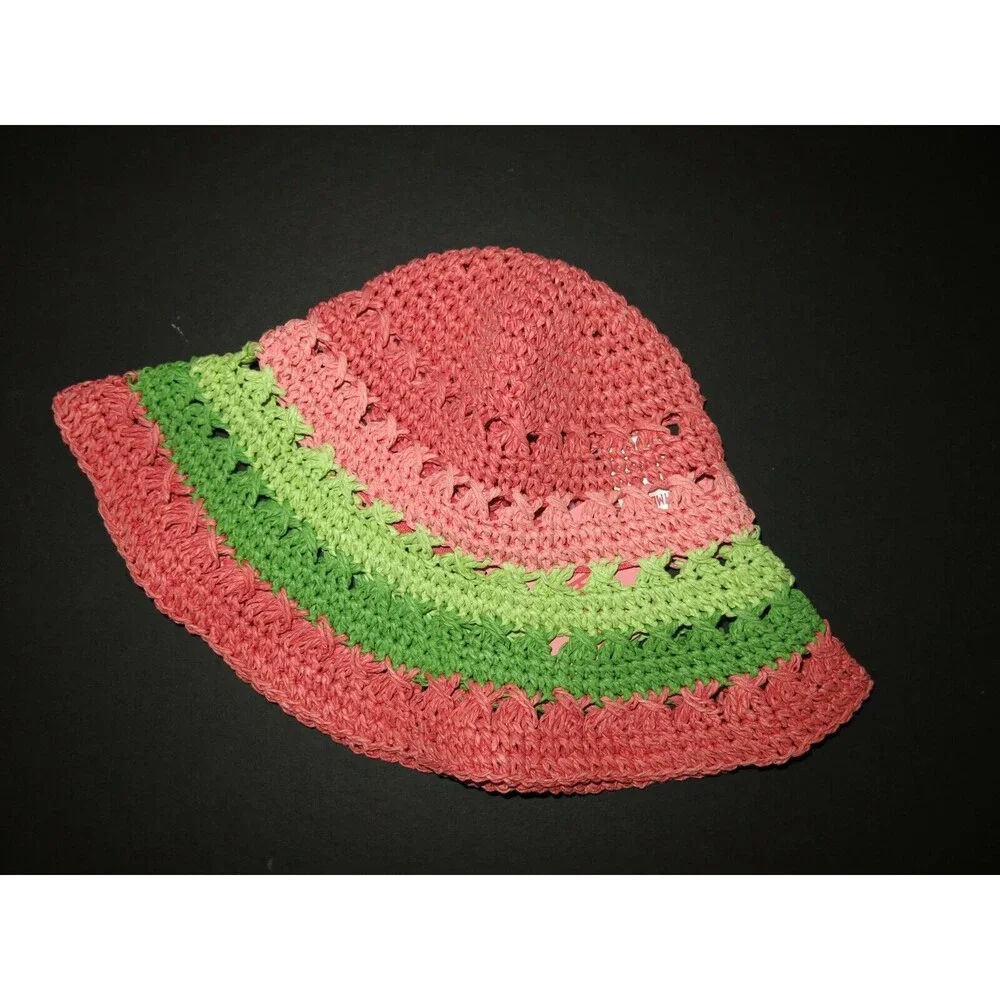 NEW Gymboree girls 12-24 M Coral Reef pink green straw bucket hat sun watermelon